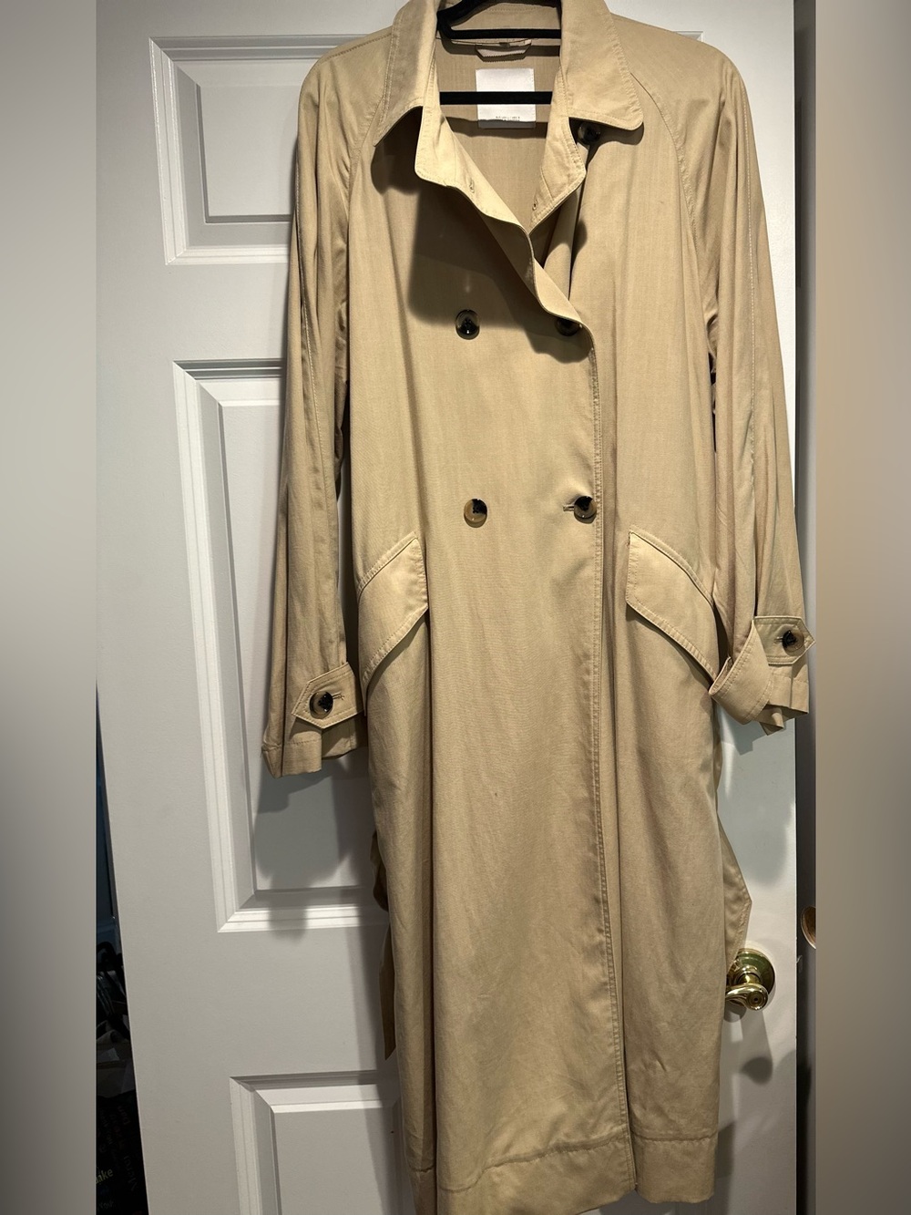 Mango Beige Double-Breasted Trench Coat